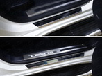Накладки на пороги с гибом (лист зеркальный) Lexus LX 450d/570 (2015-2022)