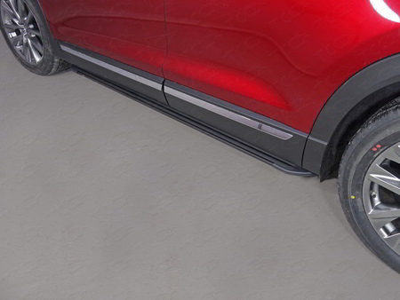 Пороги алюминиевые Slim Line Black Mazda CX-9 (2017-2025) MAZCX917-24B