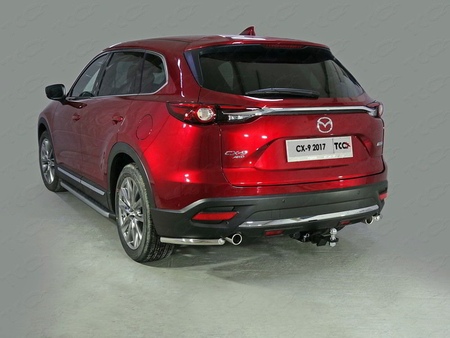 Защита заднего бампера (уголки) 42,4 мм Mazda CX-9 (2017-2025)  MAZCX917-25
