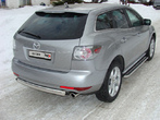 Защита заднего бампера (центральная овальная) 75х42 мм Mazda CX-7 (2009-2013) 