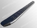 Пороги алюминиевые с пластиковой накладкой KARBON серебро Mercedes-Benz GLK 220 CDI (2014-2019)