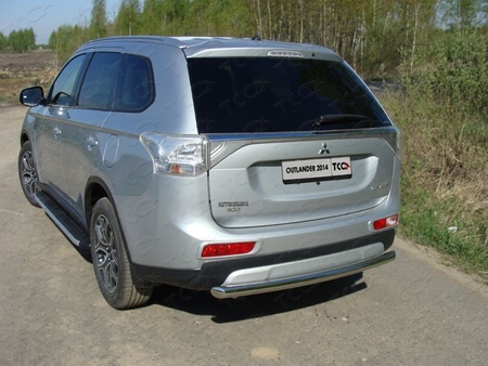 Защита заднего бампера (центральная овальная) 75х42 мм Mitsubishi Outlander (2014-2015) MITOUT14-11