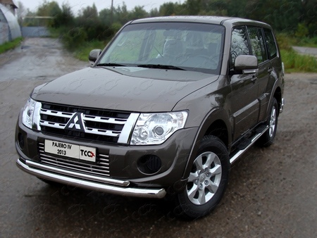 Защита передняя нижняя (двойная) 76,1/42,4 мм Mitsubishi Pajero (2013-2019)	  MITPAJ413-01