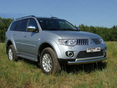 Защита передняя нижняя (овальная) 75х42 мм Mitsubishi Pajero Sport (2008-2014)	  MITPASPOR10-01