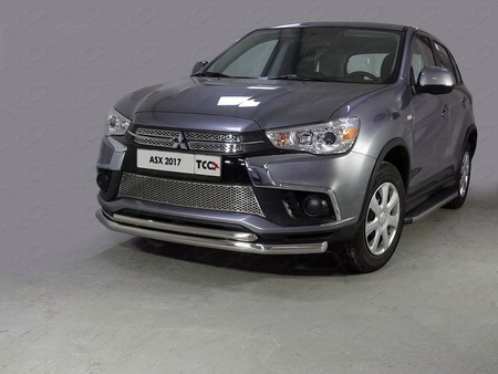Защита передняя нижняя (двойная) 60,3/42,4 мм Mitsubishi ASX (2017-2019)	  MITSASX17-20