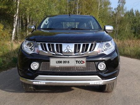 Защита передняя нижняя (овальная с ДХО) 75х42 мм Mitsubishi L200 (2015-2019) MITL20015-02