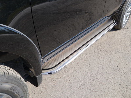 Пороги с площадкой (нерж. лист) 75х42 мм Mitsubishi L200 (2015-2019) MITL20015-39