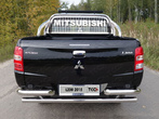 Защита кузова и заднего стекла 75х42 мм со светодиодной фарой Mitsubishi L200 (2015-2019)