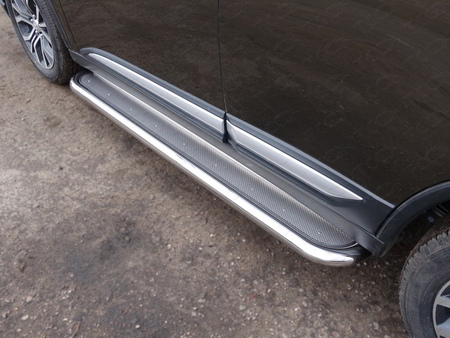 Пороги с площадкой нерж. лист 60,3 мм Mitsubishi Outlander (2018-2023) MITOUT18-26