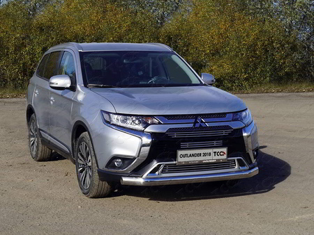 Защита передняя нижняя овальная 75х42 мм Mitsubishi Outlander (2018-2023) MITOUT18-385