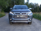 Защита передняя нижняя овальная 75/42 мм Mitsubishi Pajero Sport (2016-2021)	 