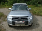 Защита передняя нижняя (двойная) 75/75 мм Mitsubishi Pajero (2009-2019)	 