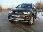 Защита передняя нижняя (двойная) 76,1/75 мм Mitsubishi Pajero Sport (2014-2016)	 