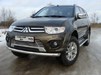 Защита передняя нижняя 76,1 мм Mitsubishi Pajero Sport (2014-2016)	 