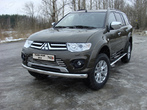 Защита передняя нижняя (овальная) 75х42 мм Mitsubishi Pajero Sport (2014-2016)	 