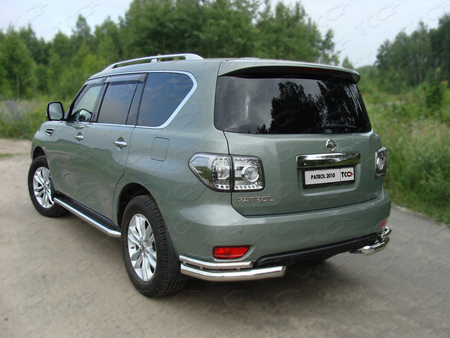 Защита заднего бампера (уголки двойные) 76,1/42,4 мм Nissan Patrol (2010-2014) NISPATR10-10