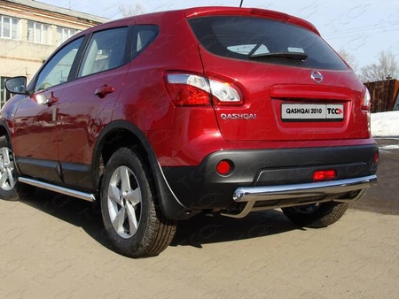 Защита заднего бампера (центральная) 75х42 мм Nissan Qashqai (2010-2014) NISQASH10-05