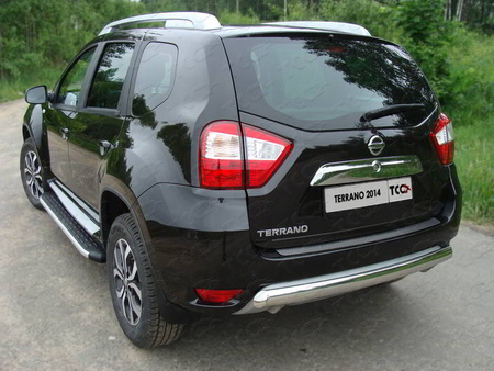 Защита заднего бампера (центральная овальная) 75х42 мм Nissan Terrano (2014-2023) NISTER14-08