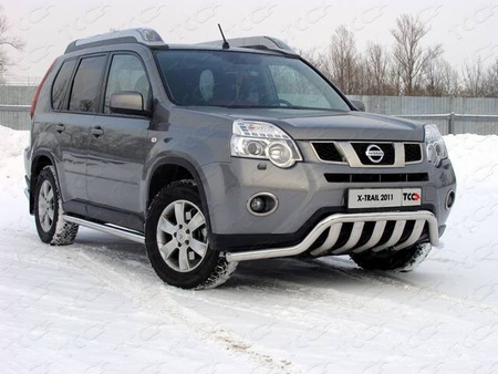 Защита передняя нижняя (двойная) 60,3/75 мм Nissan X-Trail (2011-2014) NISXTR11-09
