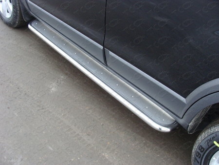 Пороги с площадкой (нерж. лист) 42,4 мм Nissan X-Trail (2011-2014) NISXTR11-11