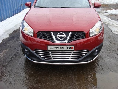 Решетка радиатора 16 мм Nissan Qashqai  (2009-2013) NISQASH10-06