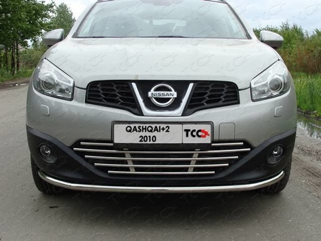 Решетка радиатора 16 мм Nissan Qashqai+2 (2010-2013) NISQASH210-06