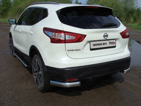 Защита заднего бампера (уголки овальные) 75х42 мм Nissan Qashqai SPB (2015-2019) NISQASHSPB15-17