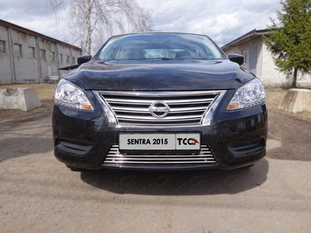 Решетка радиатора 12 мм Nissan Sentra (2014-2019) NISSEN15-02