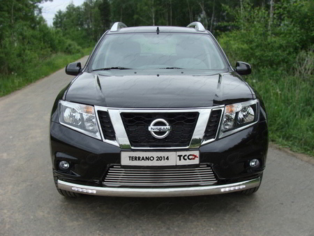 Защита передняя нижняя (овальная с ходовыми огнями) 75х42 мм Nissan Terrano (2014-2023) NISTER14-19