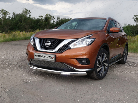 Защита передняя нижняя овальная с ДХО 75х42 мм Nissan Murano (2016-2023) NISMUR16-05