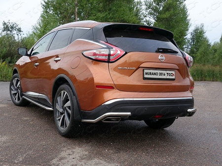 Защита заднего бампера уголки 42,4 мм Nissan Murano (2016-2023) NISMUR16-20