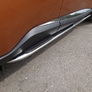 Пороги овальные гнутые с накладкой 75x42 мм Nissan Murano (2016-2023)