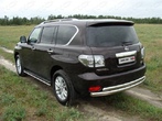 Защита заднего бампера (центральная) 75х75 мм Nissan Patrol (2010-2014)