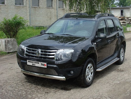 Защита передняя овальная (короткая) 75х42 мм Renault Duster (2012-2019) RENDUST12-03