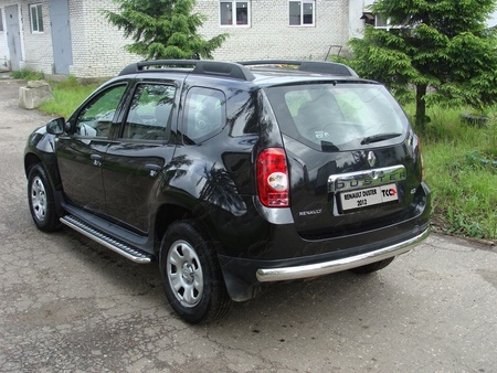 Защита заднего бампера (овальная длинная) 75х42 мм Renault Duster (2011-2019) RENDUST12-06