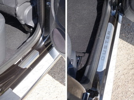 Накладки на пороги (лист шлифованный с надписью Duster) Renault Duster (2015-2021) RENDUST15-21