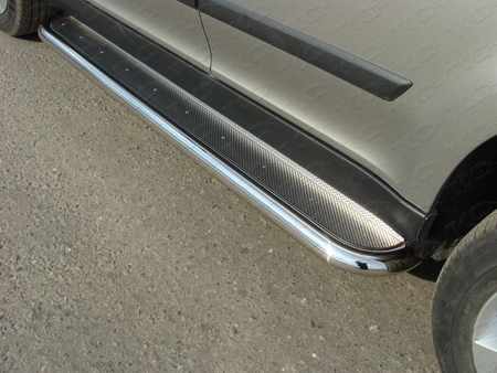 Пороги с площадкой (нерж. лист) 60,3 мм Skoda Yeti (2014-2018) SKOYET14-07