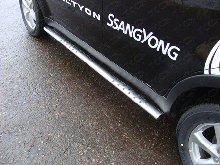 Пороги овальные с проступью 75х42 мм  SsangYong Actyon (2011-2018) SSANACT11-04