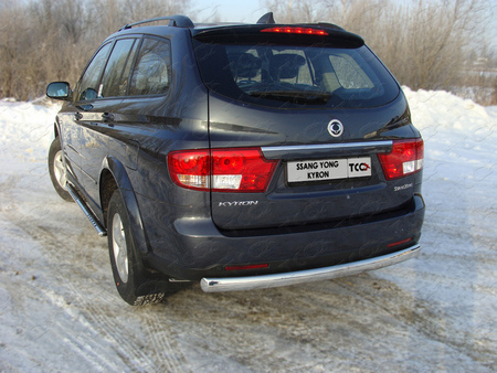 Защита заднего бампера (овальная) 75х42 мм SsangYong Kuron (2007-2015) SSANKYR2-12