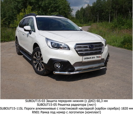 Защита передняя нижняя 60,3 мм с ДХО Subaru Outback (2014-2019) SUBOUT15-03