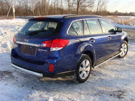 Защита заднего бампера (овальная) 75х42 мм Subaru Outback (2009-2012) SUBOUT10-05