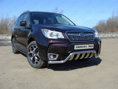 Защита передняя (кенгурин с вставкой) 60,3/75 мм Subaru Forester (2013-2015) SUBFOR13-03