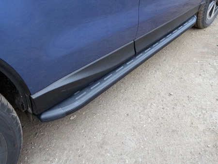 Пороги алюминиевые с пластиковой накладкой KARBON черные Subaru Forester (2015-2018) SUBFOR16-06BL 