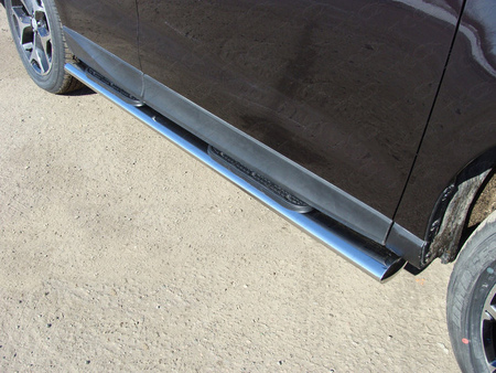 Пороги овальные с накладкой 120х60 мм Subaru Forester (2015-2018) SUBFOR16-07