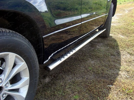 Пороги овальные с проступью 75х42 мм Suzuki Grand Vitara (2012-2019) SUZGV5D12-03