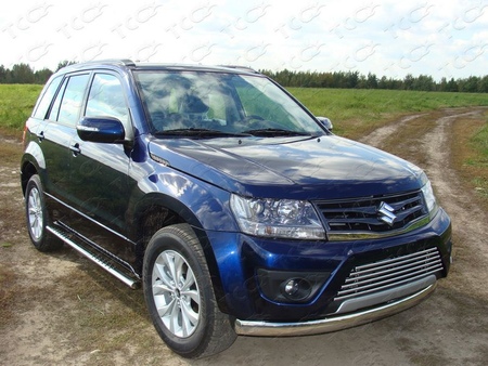 Защита передняя нижняя овальная (длинная) 75х42 мм Suzuki Grand Vitara 5D (2012-2019) SUZGV5D12-09