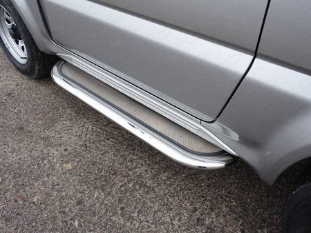 Пороги c площадкой (нерж. лист) 75х42 мм Suzuki Jimny (2002-2012) SUZJIM-07