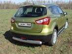 Защита заднего бампера (овальная) 75х42 мм Suzuki SX4 (2013-2021)