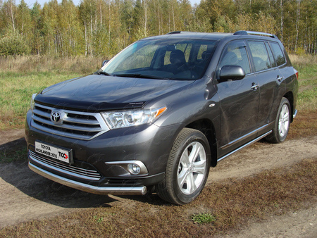 Защита передняя нижняя (овальная) 75х42 мм Toyota Highlander (2010-2019) TOYHIGHL10-07