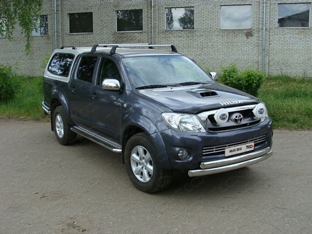 Защита передняя нижняя (двойная) 75/75 мм Toyota Hilux (2011-2015) TOYHILUX10-01